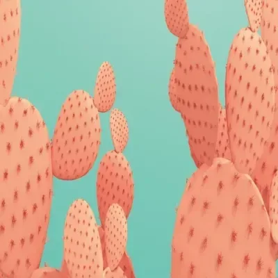 Coral Cactus Pattern custom photo booth backdrop, design PB-C007