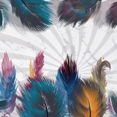 Jewel-Tone Feathers custom photo booth backdrop, design PB-C015
