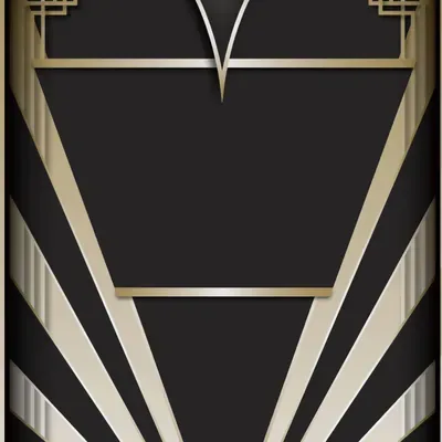 Black and Gold Deco Frame custom photo booth backdrop, design PB-C029