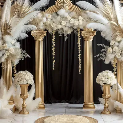 Dark Pampas Arch custom photo booth backdrop, design PB-C044