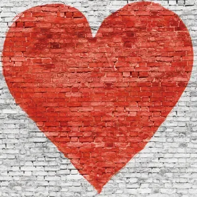 Heart on White Brick custom photo booth backdrop, design PB-C051