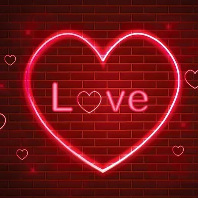 Neon Love Heart custom photo booth backdrop, design PB-C059