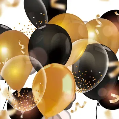 Black and Gold Balloons custom photo booth backdrop, design PB-C062