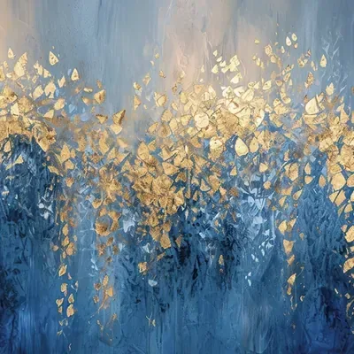 Blue and Gold Abstract custom photo booth backdrop, design PB-C082