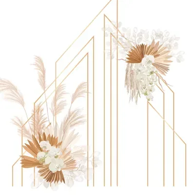 Minimal Pampas Arches custom photo booth backdrop, design PB-C083