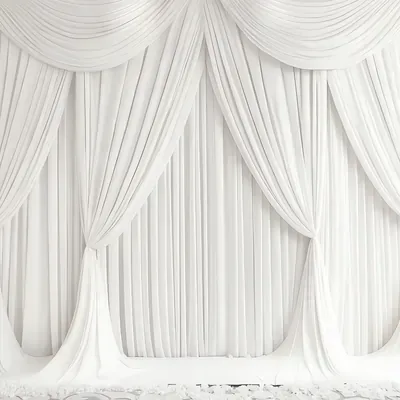 White Gathered Drapes custom photo booth backdrop, design PB-C087