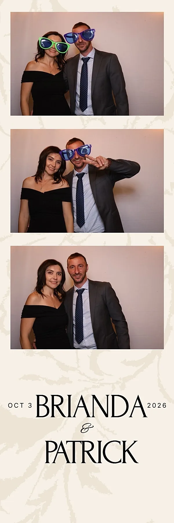 2×6 strip of a couple in party glasses from the DSLR photo booth at Baranga's on the Beach in Burlington