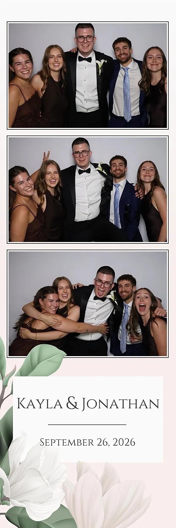 A 2×6 DSLR photo booth strip of wedding guests at Bella Terra Vineyards