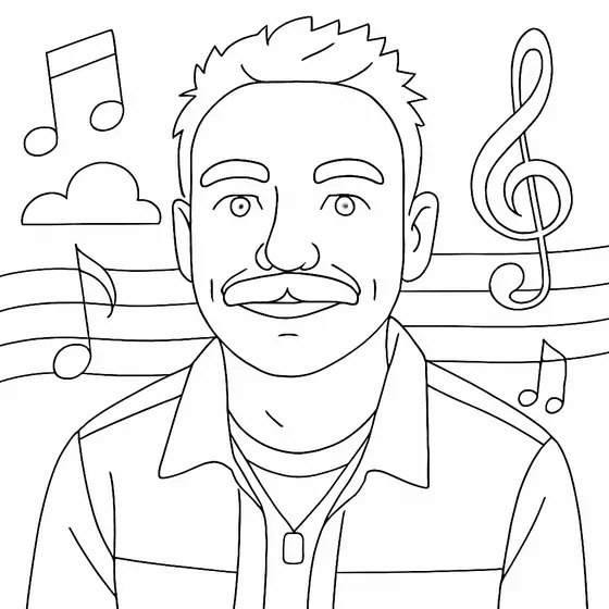 Draw Bot line-art portrait of a male guest with music notes, drawn at the JUNO Awards After Party