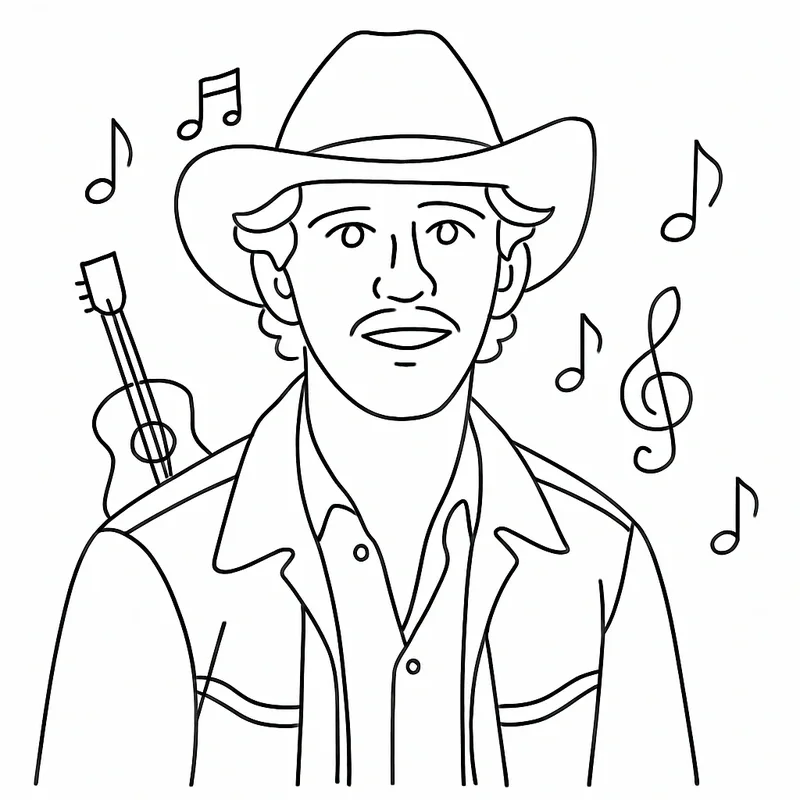 Draw Bot line portrait of a guest in a cowboy hat with a guitar, drawn live at the JUNO Awards After Party in Hamilton