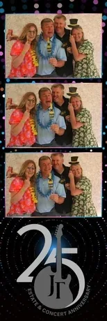 Guests with tropical props on a co-branded 2×6 strip at the Jackson-Triggs concert series