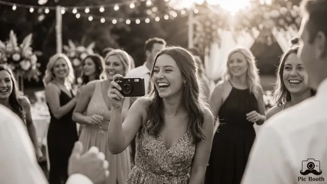 Guest using a screen-free camera at a wedding