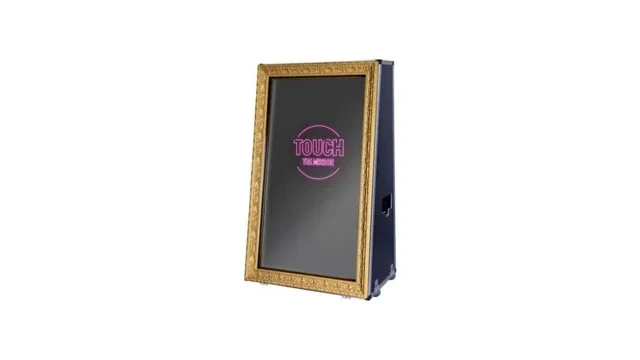 The gold-framed Magic Mirror photo booth