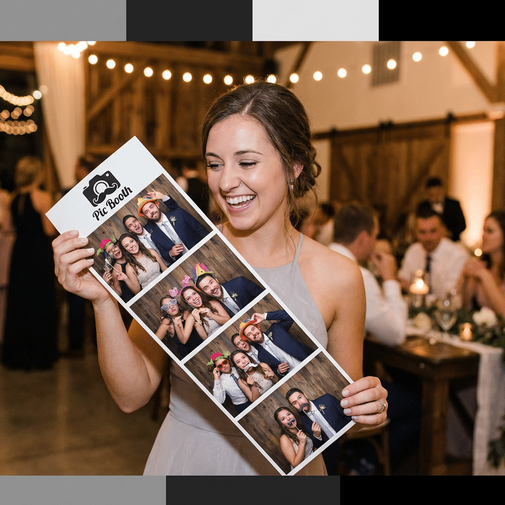 Jumbo film strip prints — oversized 8x20 photo booth prints for weddings and events by Pic Booth Niagara