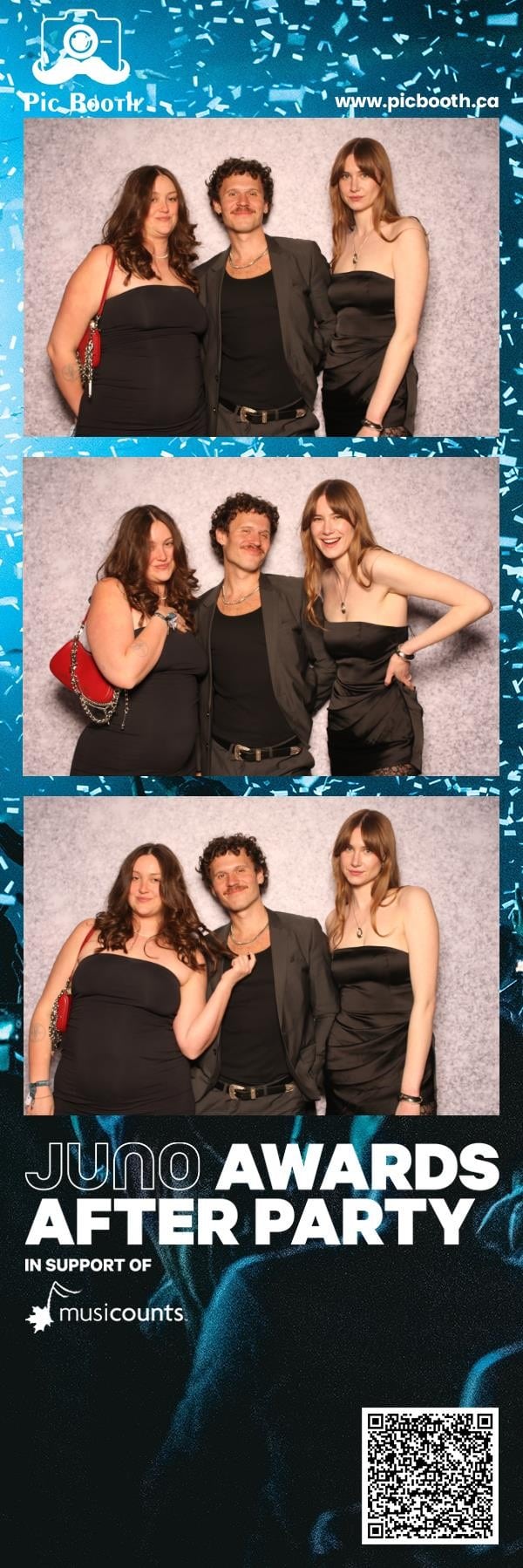 Three guests at the Magic Mirror photo booth at the JUNO Awards After Party — Pic Booth Hamilton