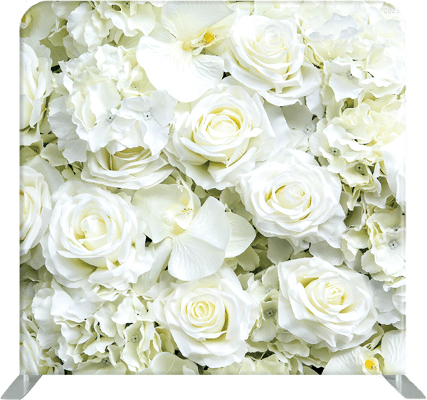 White Rose & Orchid photo booth backdrop