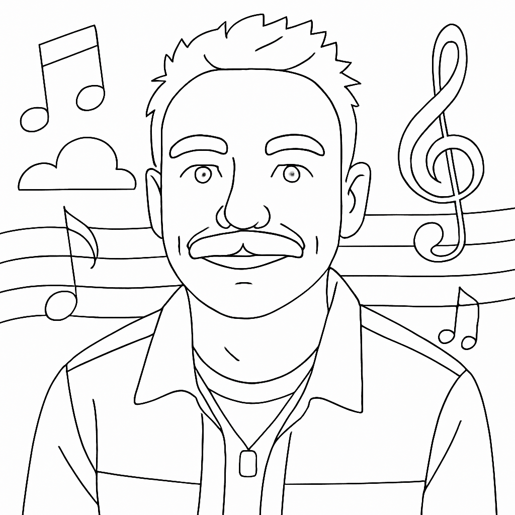 AI Draw Bot raw portrait output of male guest with music notes and treble clef, created at JUNO Awards After Party by Pic Booth