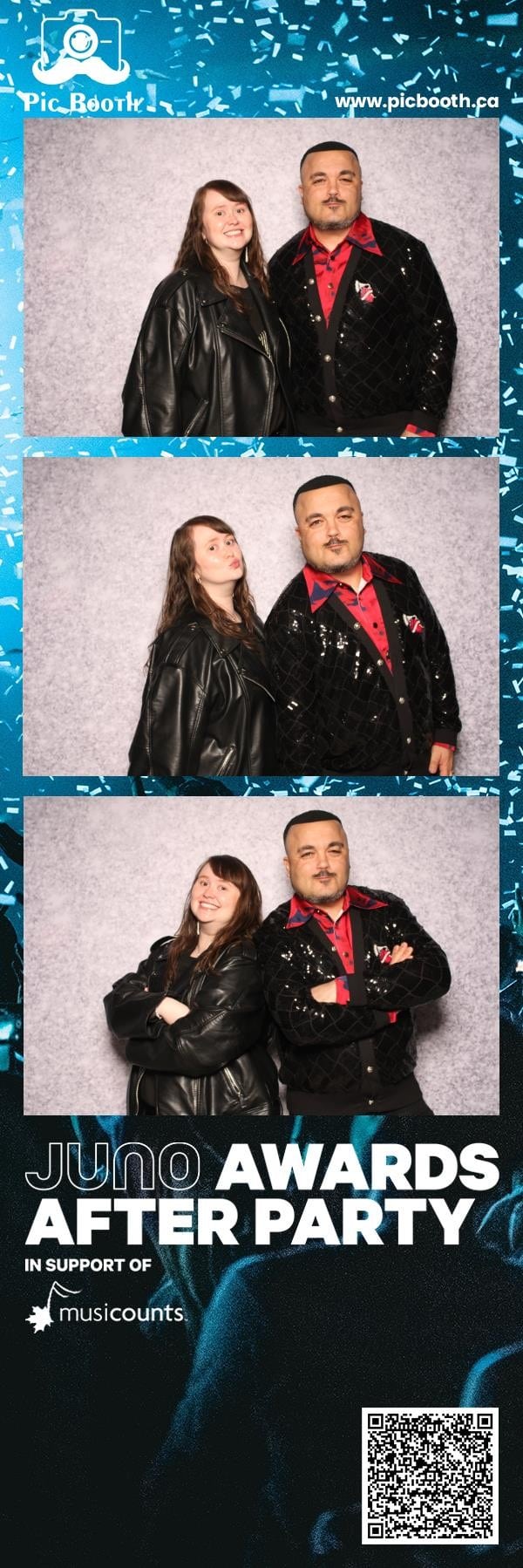 Couple posing at the Pic Booth Magic Mirror at the JUNO Awards After Party — photo booth rental Hamilton