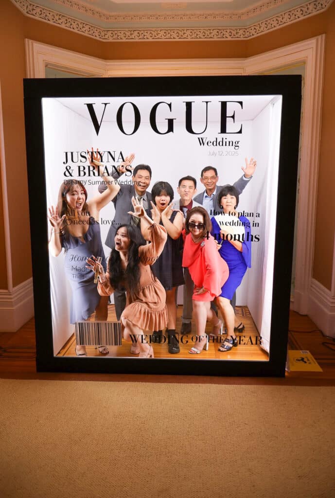 Magazine cover photo booth at a Niagara wedding