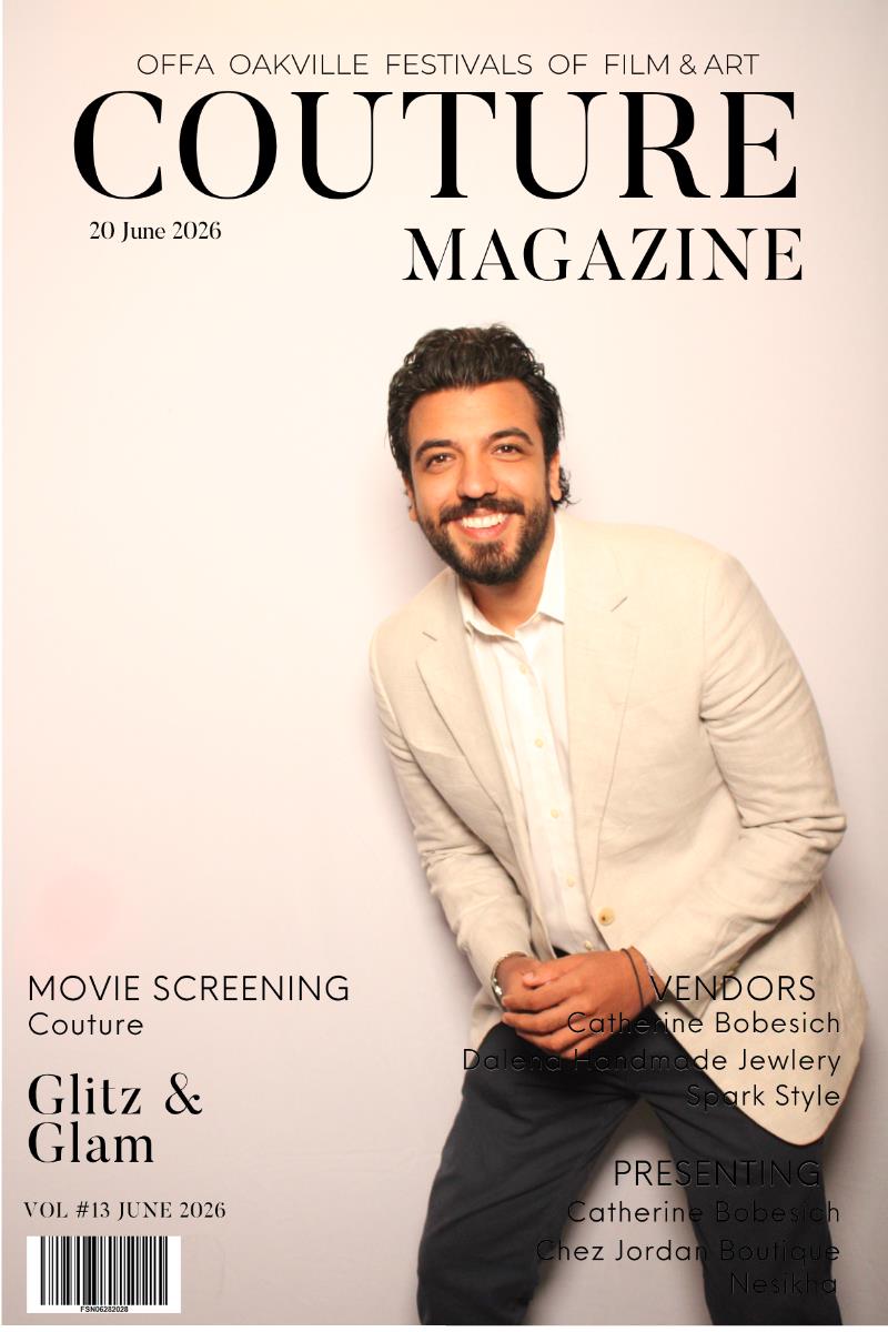 Guest in ivory blazer in an editorial portrait at the Pic Booth Magazine Cover photo booth — Oakville